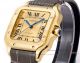 AAA replica Cartier Santos gold case grey leather strap mechanical couple watch (5)_th.jpg